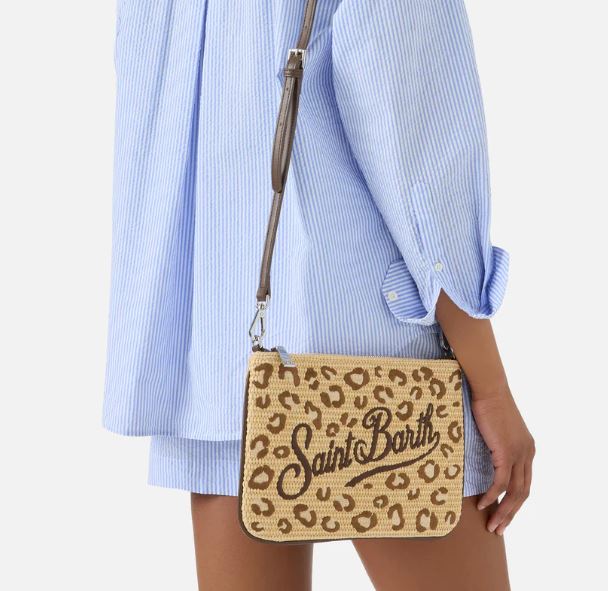 MC2 Parisienne pouch con fantasia leopardata ricamata e tracolla removibile