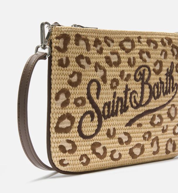 MC2 Parisienne pouch con fantasia leopardata ricamata e tracolla removibile