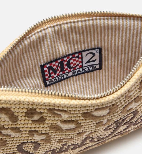 MC2 Parisienne pouch con fantasia leopardata ricamata e tracolla removibile