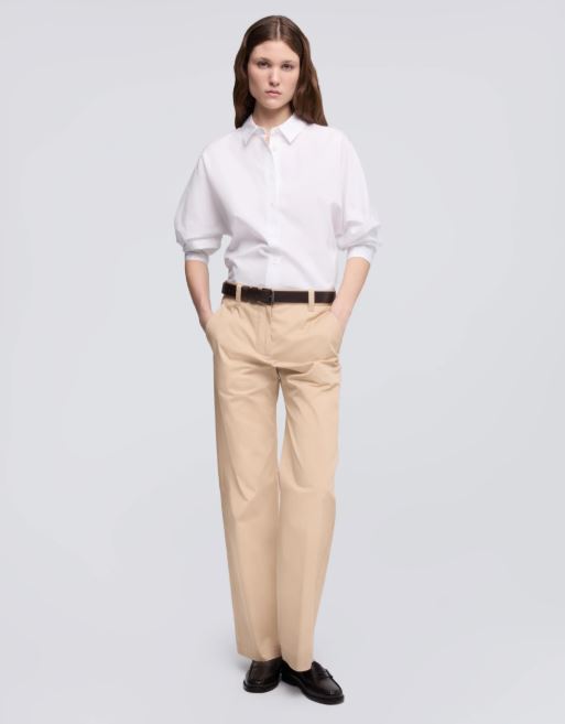 PANTALONE IN EXTRA FINE TWILL DI COTONE TINTO PEZZA
