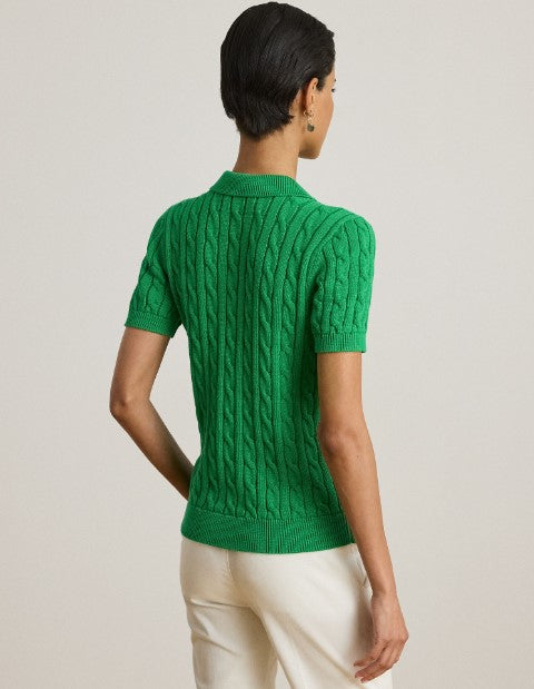 maglia polo in cotone a treccie