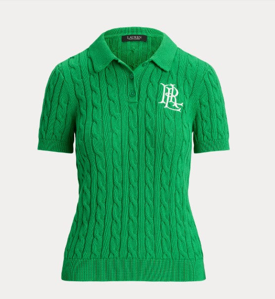 maglia polo in cotone a treccie