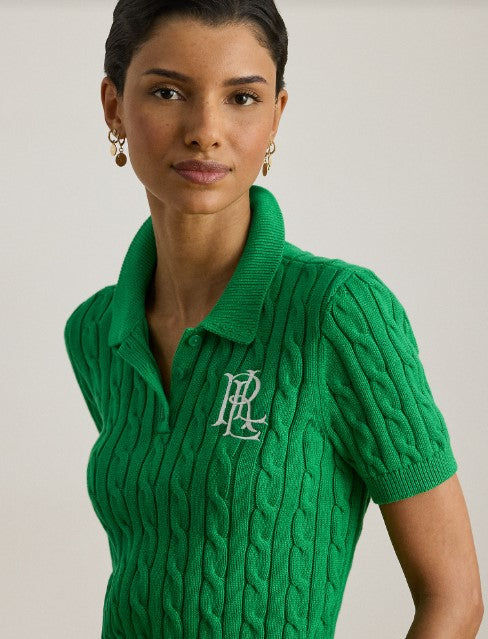maglia polo in cotone a treccie