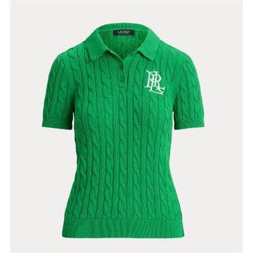 maglia polo in cotone a treccie