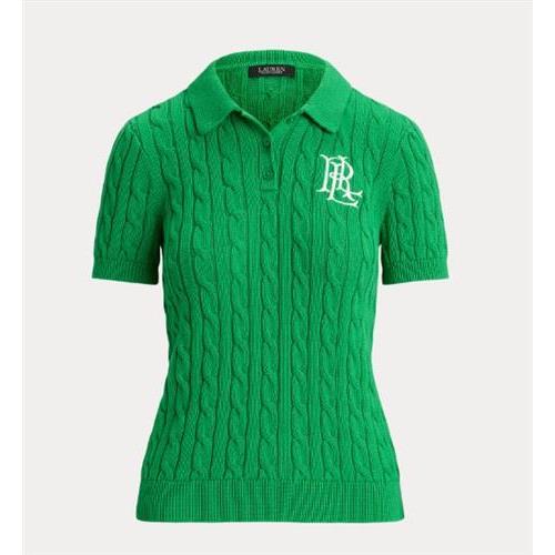maglia polo in cotone a treccie