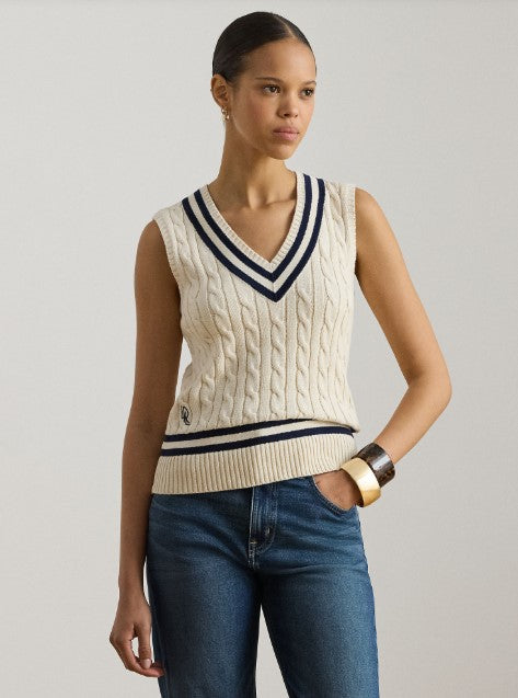 gilet da cricket a trecce in cotone