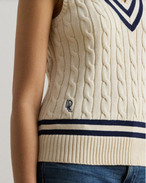 gilet da cricket a trecce in cotone