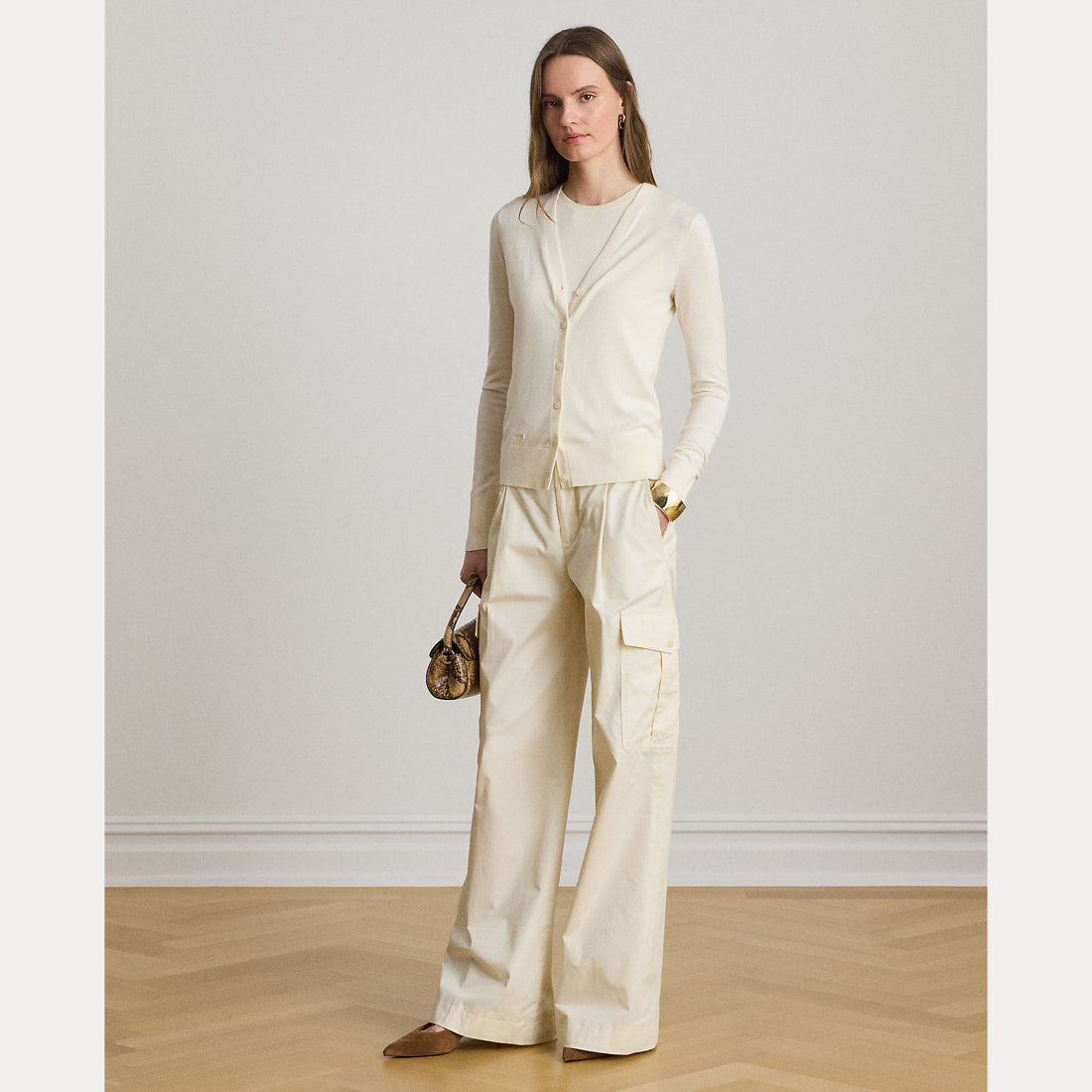 Cardigan con scollo a V in cotone e modal