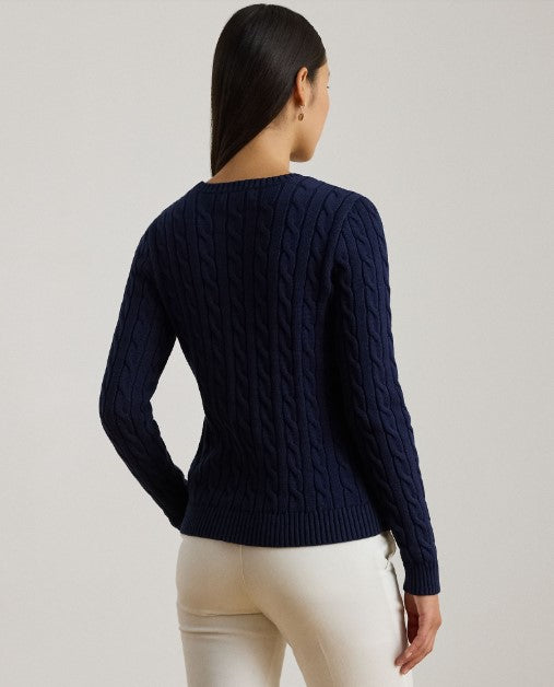 maglione a trecce con con logo ricamato