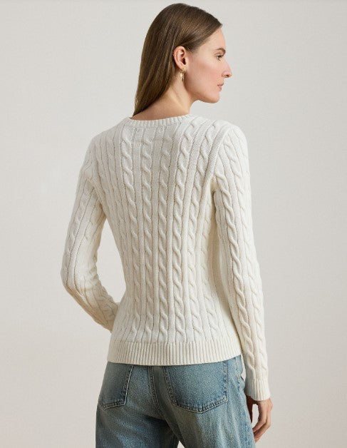 maglione a trecce con con logo ricamato