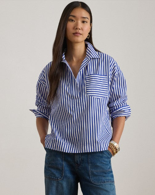CAMICIA CORTA IN COTONE A RIGHE