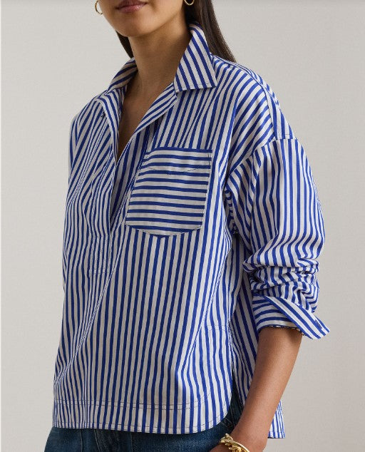 CAMICIA CORTA IN COTONE A RIGHE