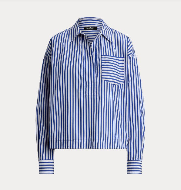 CAMICIA CORTA IN COTONE A RIGHE