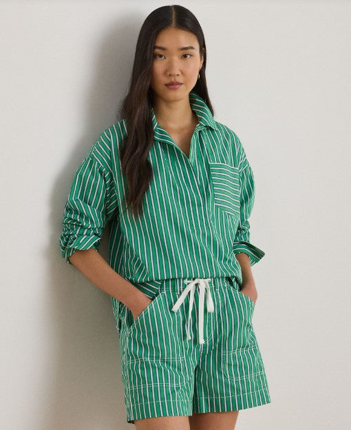 CAMICIA CORTA IN COTONE A RIGHE