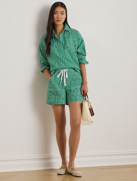 CAMICIA CORTA IN COTONE A RIGHE