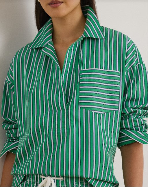 CAMICIA CORTA IN COTONE A RIGHE