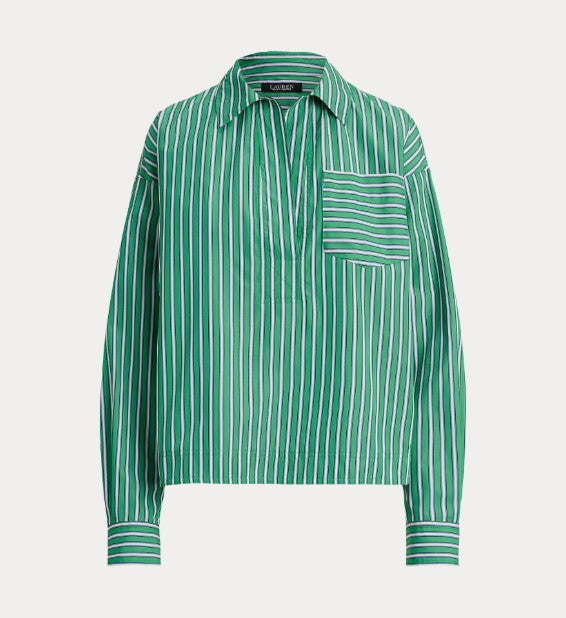 CAMICIA CORTA IN COTONE A RIGHE