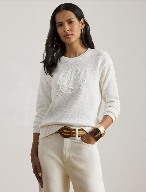 maglia in cotone pettinato con logo ricamato