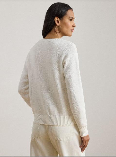 maglia in cotone pettinato con logo ricamato