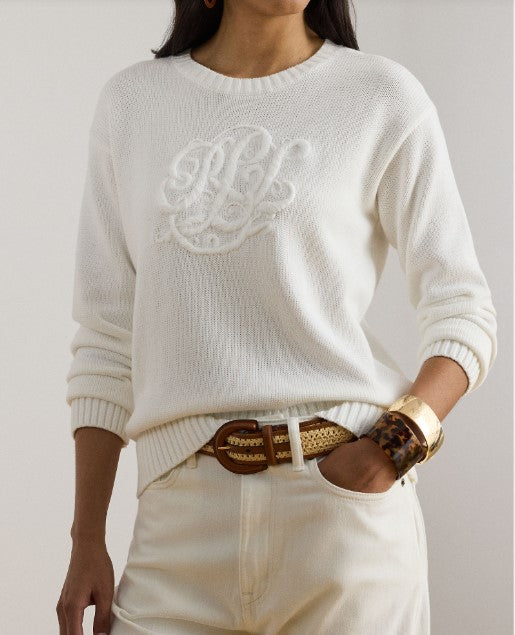 maglia in cotone pettinato con logo ricamato