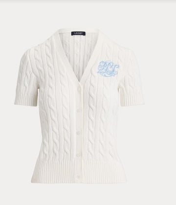 cardigan a maniche corte in cotone  trecce