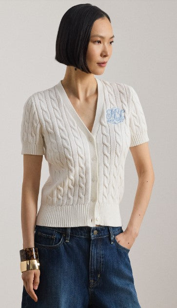 cardigan a maniche corte in cotone  trecce