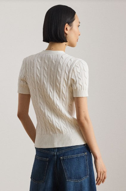 cardigan a maniche corte in cotone  trecce