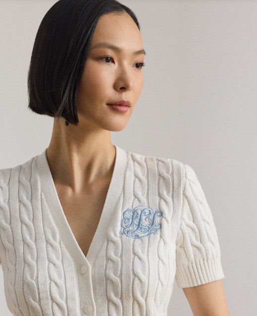 cardigan a maniche corte in cotone  trecce