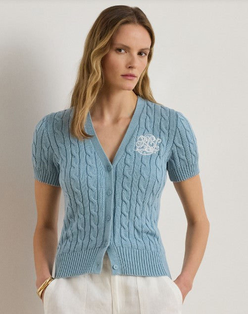 cardigan a maniche corte in cotone  trecce