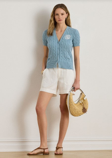cardigan a maniche corte in cotone  trecce