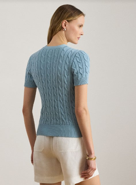 cardigan a maniche corte in cotone  trecce