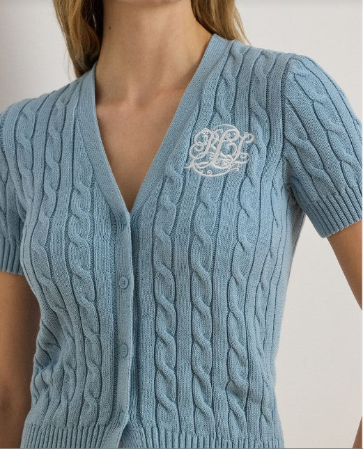 cardigan a maniche corte in cotone  trecce