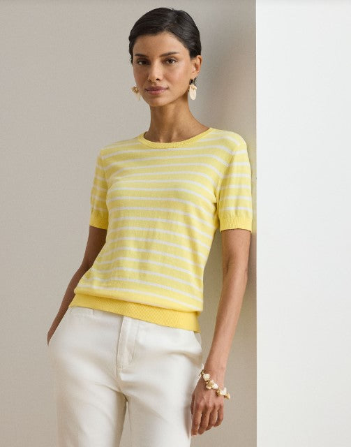 maglia a maniche corte in cotone a righe