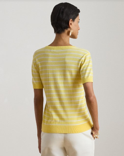 maglia a maniche corte in cotone a righe