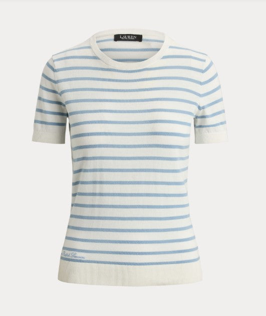 maglia a maniche corte in cotone a righe