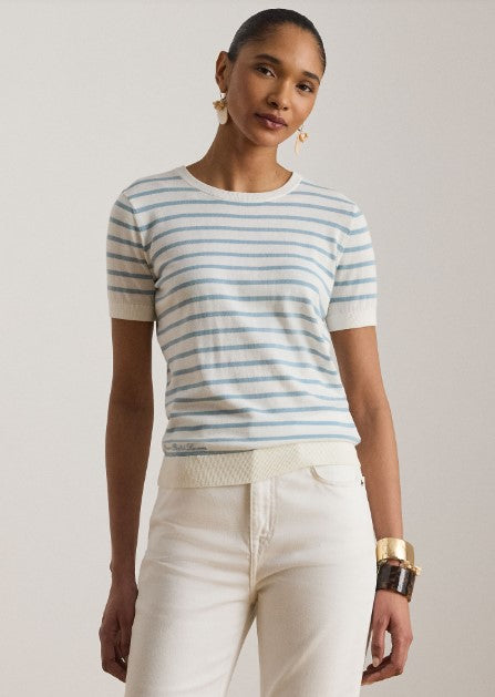 maglia a maniche corte in cotone a righe