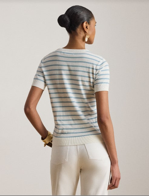 maglia a maniche corte in cotone a righe