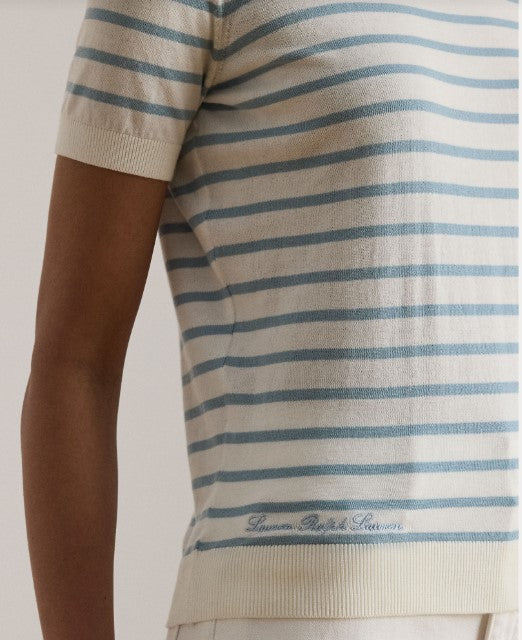 maglia a maniche corte in cotone a righe