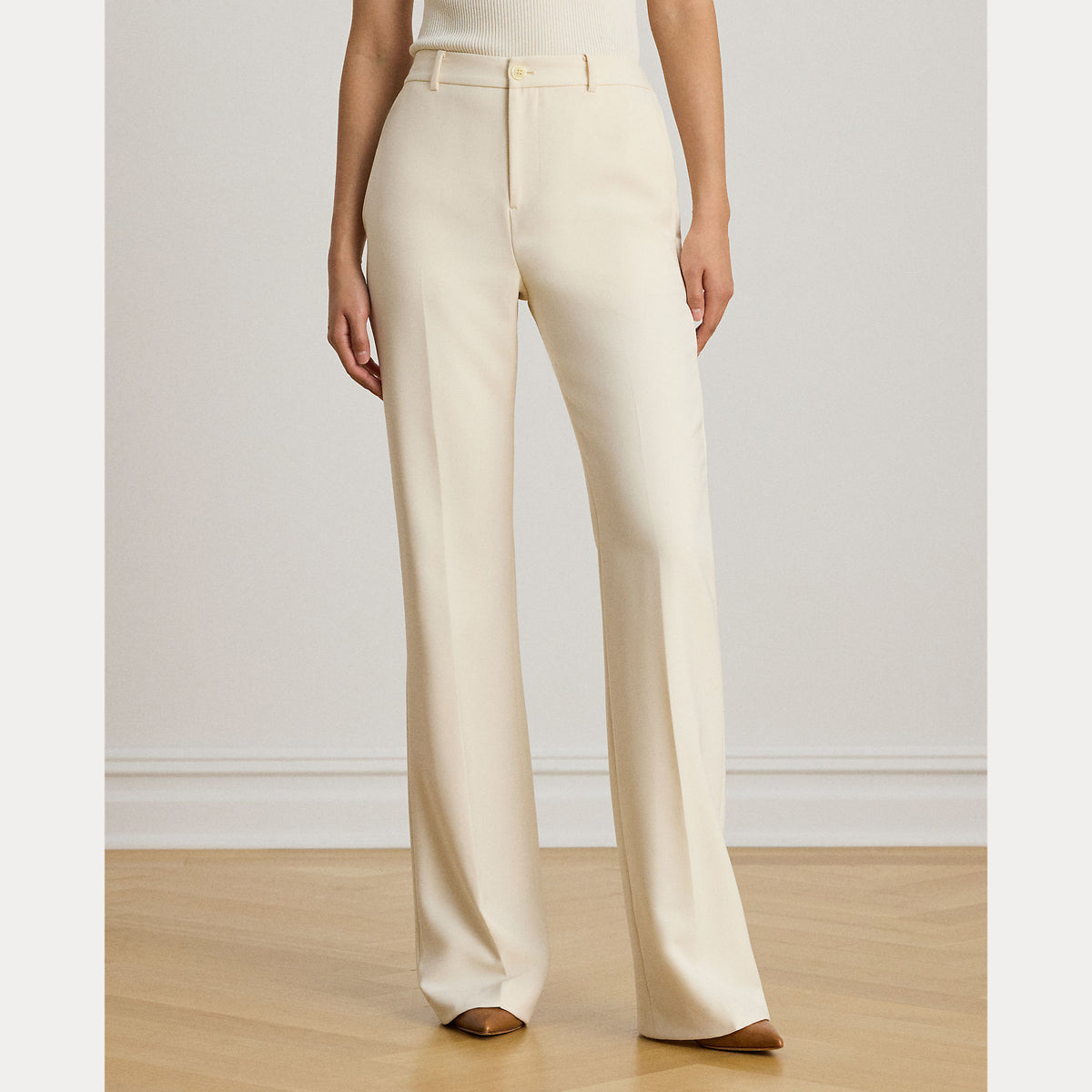 PANTALONI DRITTI IN CREPE ELASTICIZZATO
