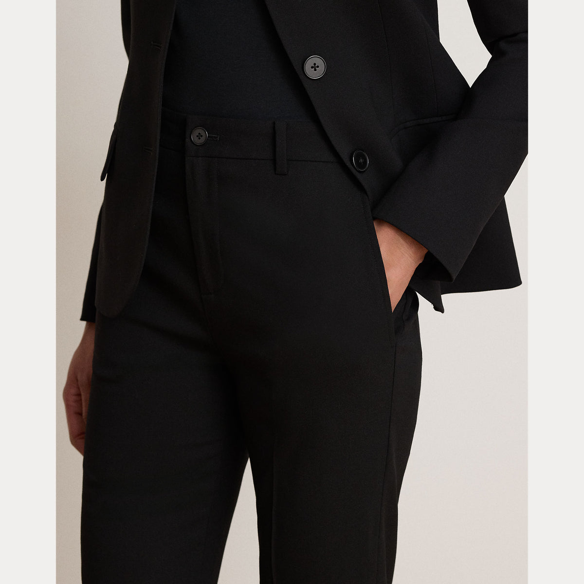 PANTALONI DRITTI IN CREPE ELASTICIZZATO