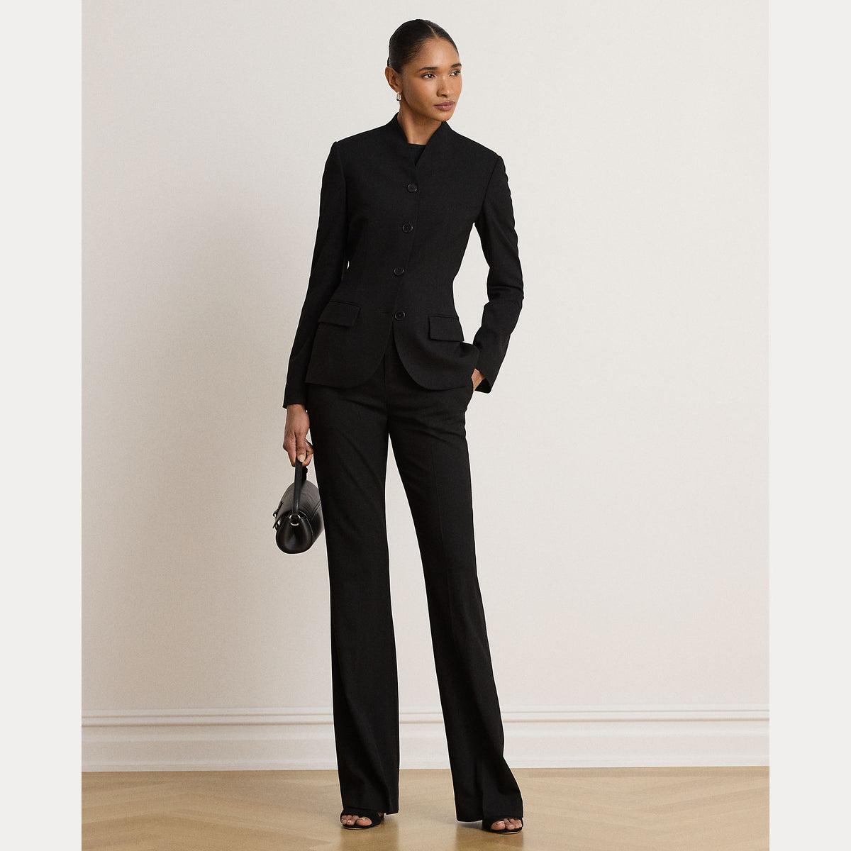 PANTALONI DRITTI IN CREPE ELASTICIZZATO