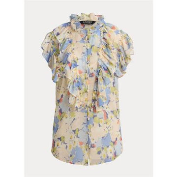 CAMICIA IN GEORGETTE CON VOLANT FLOREALI
