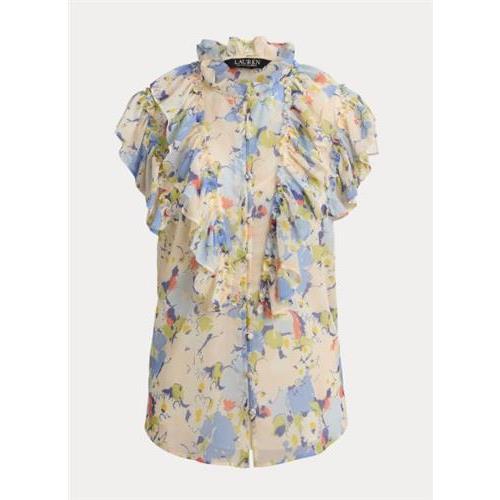 CAMICIA IN GEORGETTE CON VOLANT FLOREALI
