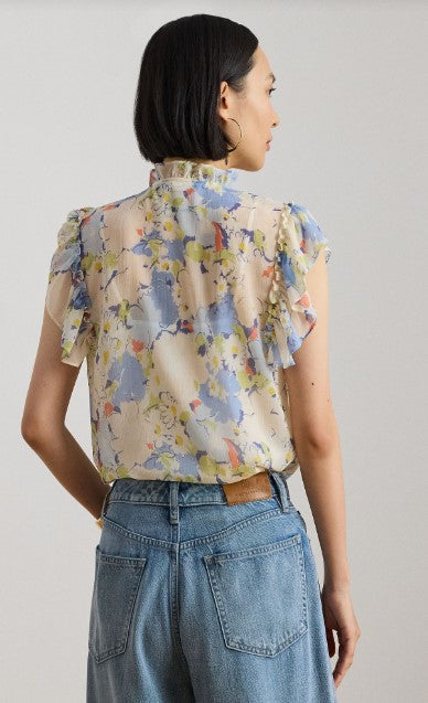 CAMICIA IN GEORGETTE CON VOLANT FLOREALI