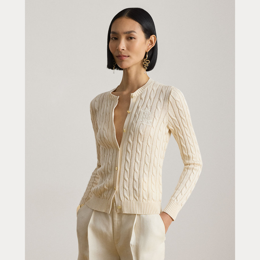 Cardigan in misto cotone a trecce