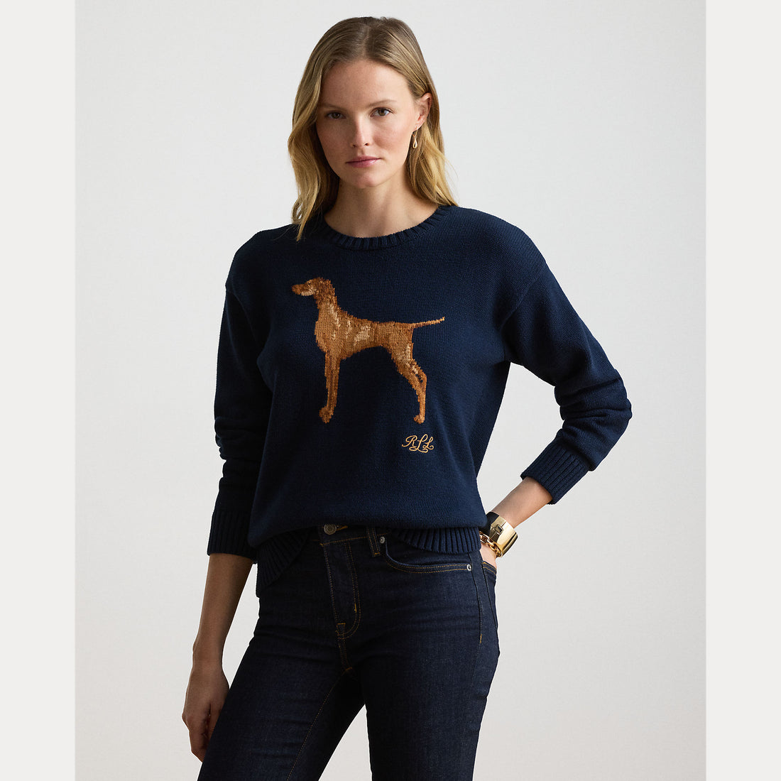 MAGLIA IN COTONE VIZSLA A INTARSIO