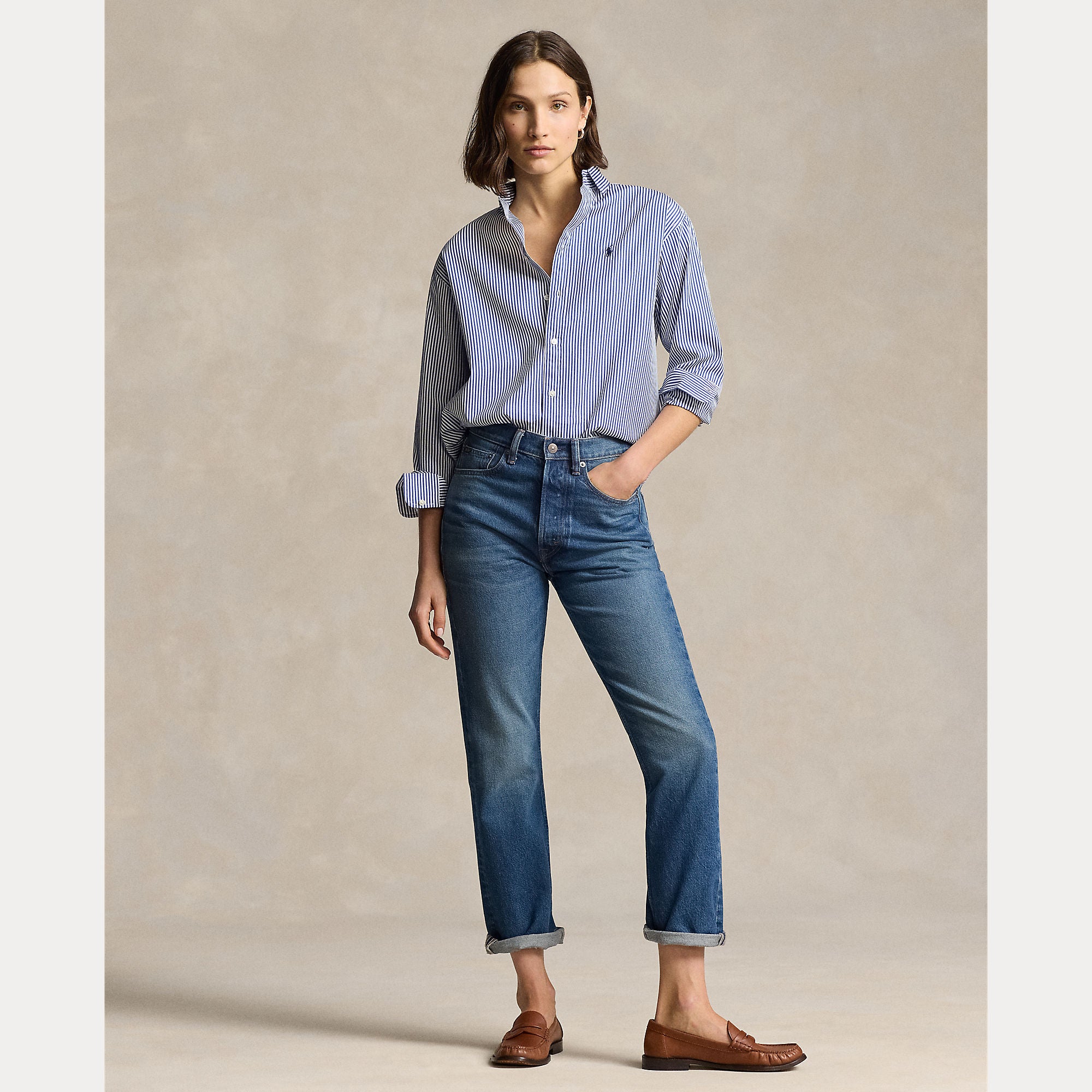 CAMICIA IN COTONE A RIGHE DAL VESTIBILITÀ RILASSATA