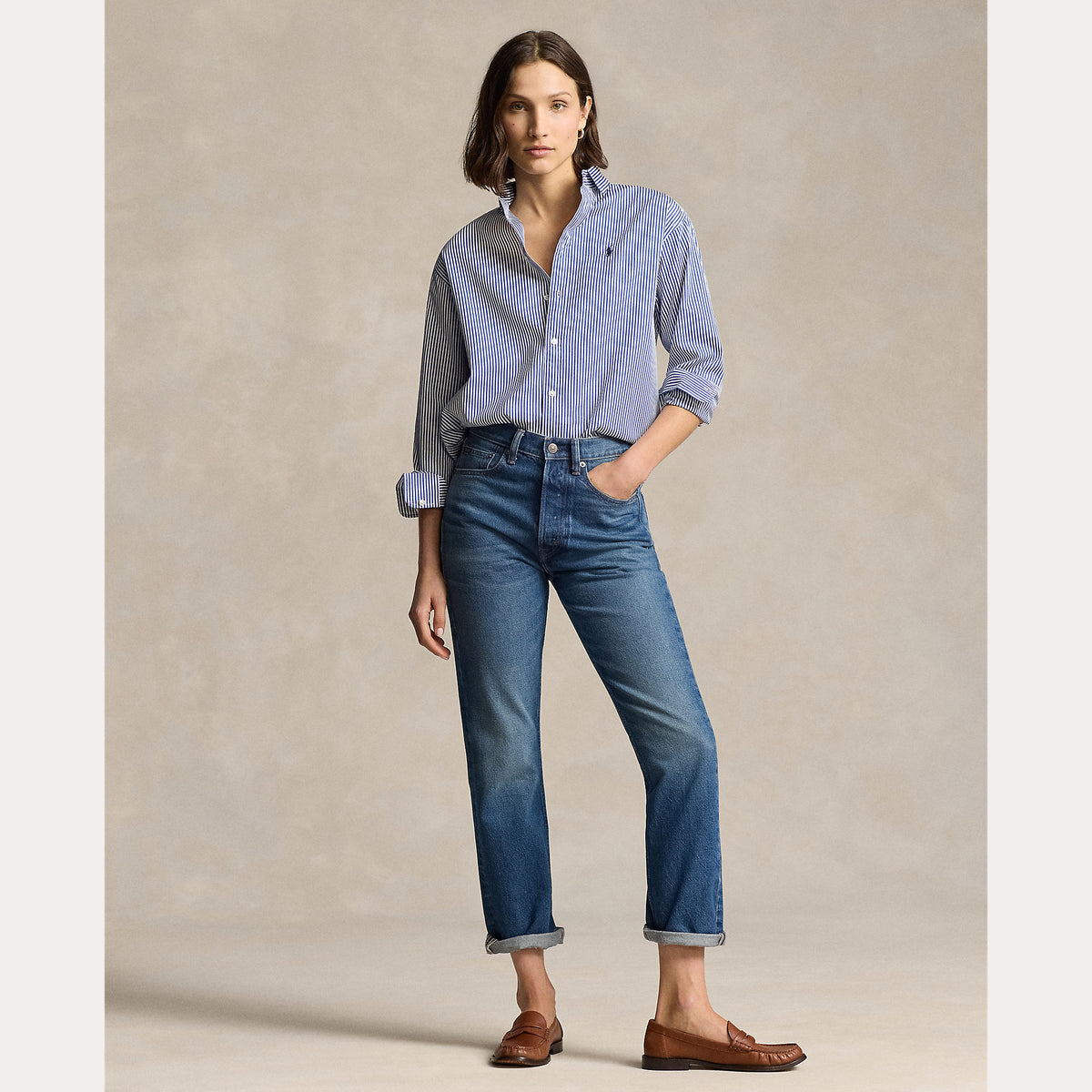 CAMICIA IN COTONE A RIGHE DAL VESTIBILITÀ RILASSATA