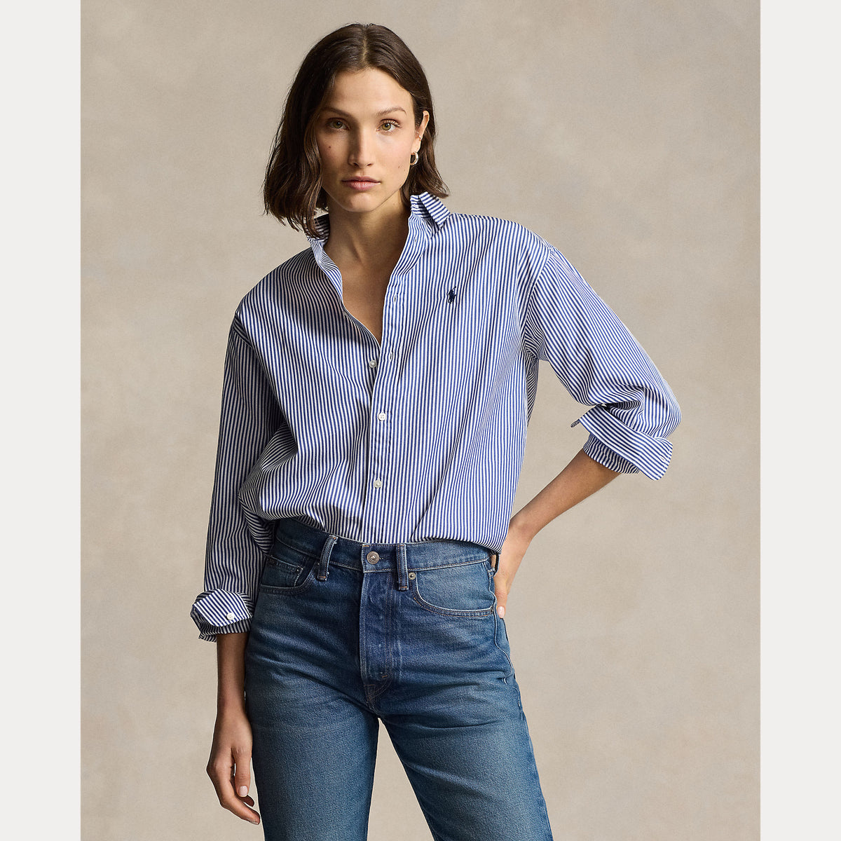 CAMICIA IN COTONE A RIGHE DAL VESTIBILITÀ RILASSATA