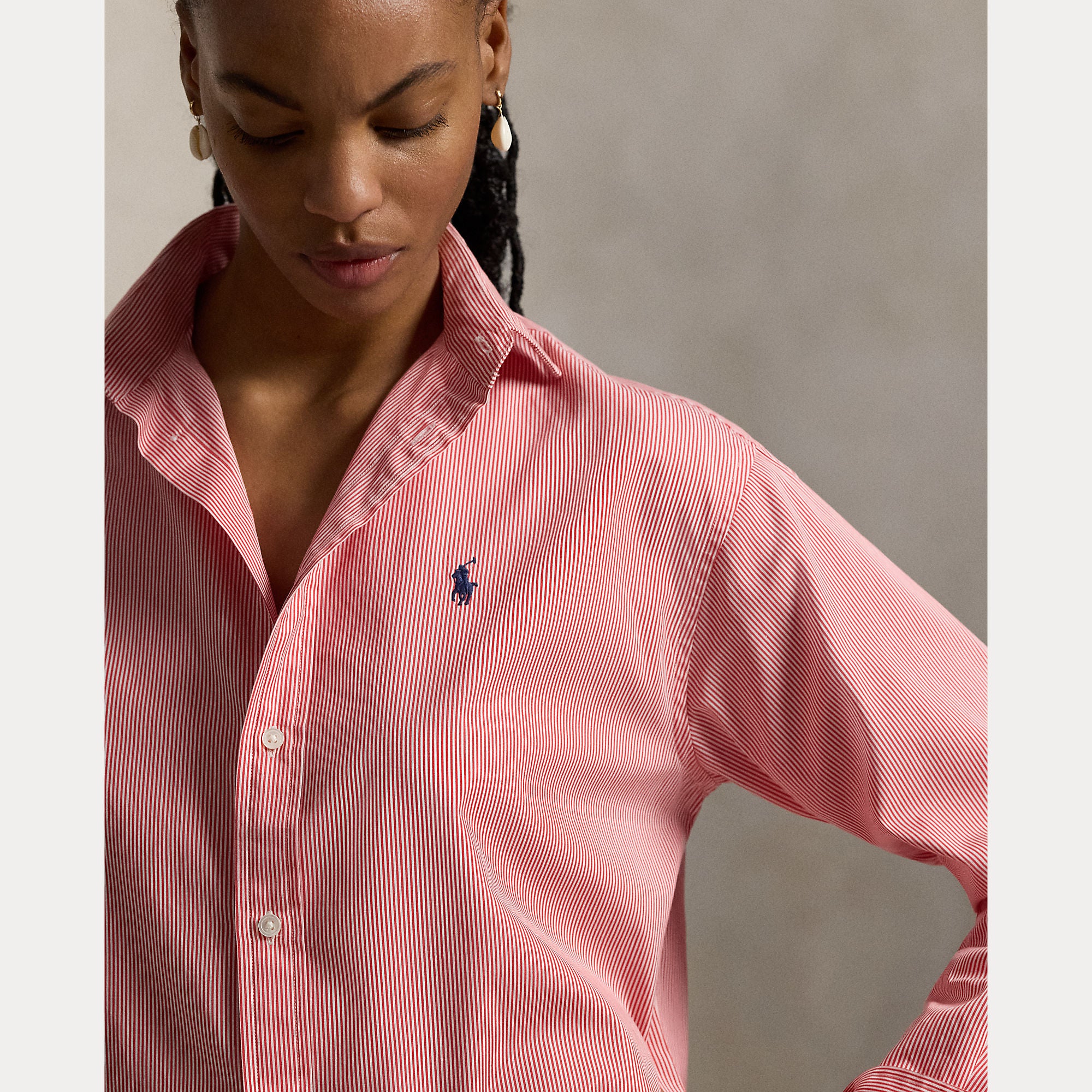 CAMICIA IN COTONE A RIGHE DAL VESTIBILITÀ RILASSATA